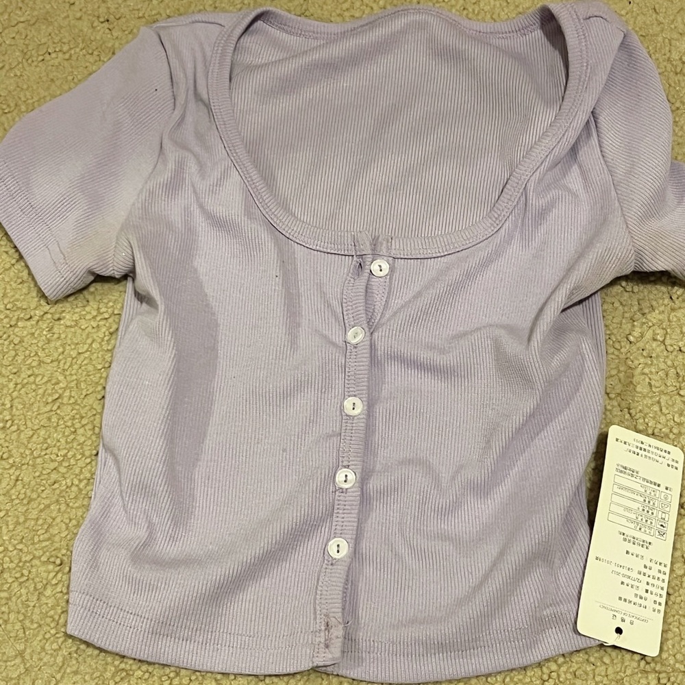 purple button up crop top